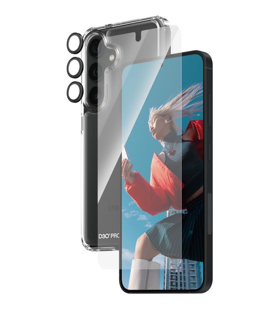 PanzerGlass 3-in-1 Set Klare Bildschirmschutzfolie Gehärtetes Glas, Polyethylenterephthalat, Silikon für  Samsung Samsung - Galaxy S24 Kratzresistent, Schockresistent f&uuml;r 36,99 Euro