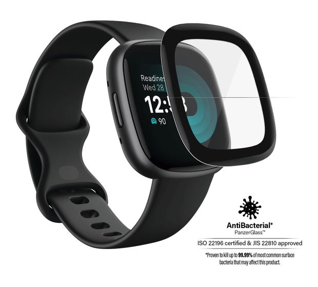 PanzerGlass 3668 Klare Bildschirmschutzfolie Gehärtetes Glas, Polyethylenterephthalat, Silikon für  Fitbit Fitbit - Versa 3, Fitbit - Versa 4, Fitbit - Sense Kratzresistent, Schockresistent, Antibakteriell f&uuml;r 19,49 Euro