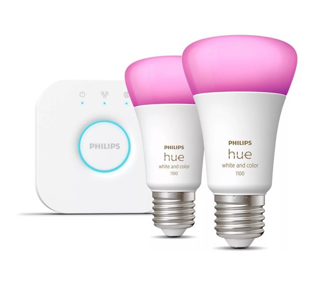 Philips Hue White & Color Ambiance Starter-Set: E27 A60 Doppelpack LED Set für intelligente Beleuchtung Multi AC f&uuml;r 127,99 Euro