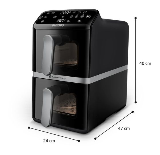 Philips Series 4000 NA461/00 Doppel Heißluftfritteuse 10 l 2750 W  (Schwarz, Silber) f&uuml;r 212,99 Euro