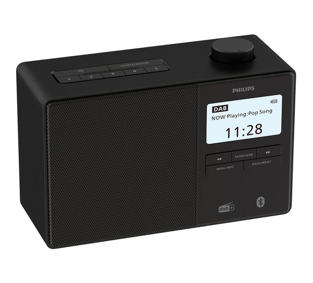 Philips TAR5600/00 Bluetooth DAB+, FM Radio Uhr IPX4  (Schwarz) f&uuml;r 81,99 Euro