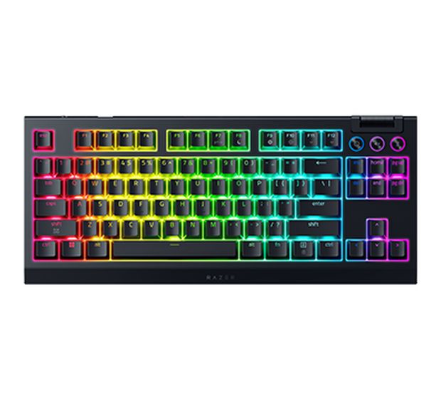 Razer BlackWidow V4 Tenkeyless Hyperspeed Gaming Tastatur USB + RF Wireless + Bluetooth  (Schwarz) f&uuml;r 130,99 Euro