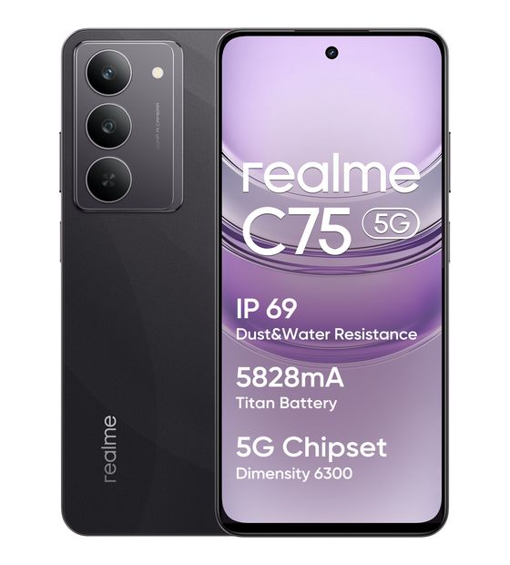 realme C75 256 GB 5G Smartphone 50 MP Dreifach Kamera (Storm Black) f&uuml;r 159,00 Euro