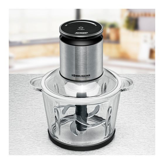 Rommelsbacher MZ800 Zerkleinerer 800 W 9 Klingen 2,7 l Glas Behälter  (Schwarz, Edelstahl) f&uuml;r 66,99 Euro