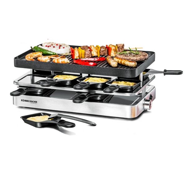 Rommelsbacher RC1400 Raclettegrill für 8 Personen 1200 W  (Edelstahl) f&uuml;r 103,99 Euro