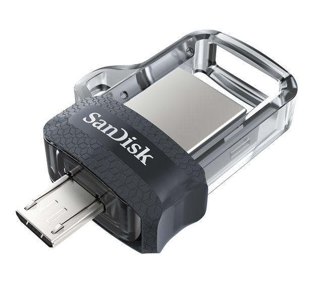 Sandisk Ultra Dual m3.0 USB Type-A / Micro-USB Stick 256 GB (Schwarz, Silber, Transparent) f&uuml;r 47,99 Euro