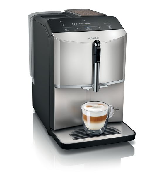 Siemens EQ300 TF303E07 Kaffeevollautomat 15 bar 1,4 l 250 g (Schwarz, Metallisch, Silber) f&uuml;r 542,00 Euro