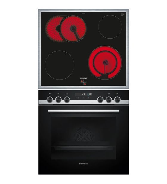 Siemens PQ521KB11 (HE578BBS3 + EA64RGNA1E) Herdset groß AutoClean activeClean mit 60 cm Glaskeramik Kochfeld f&uuml;r 902,00 Euro