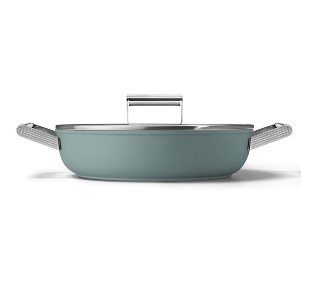 Smeg DPF2812EGM Schmorpfanne 50's Style 28 cm Keramik beschichtet für alle Herdplatten und Backöfen bis 250° mit Glas-Deckel   (Grün) f&uuml;r 158,99 Euro