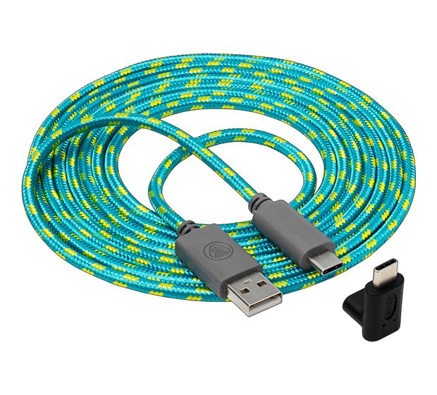 Snakebyte Charge:Cable USB A auf USB C Männlich 2,5 m  (Türkis, Gelb) f&uuml;r 6,50 Euro