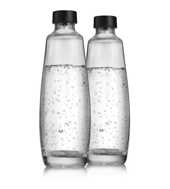 SodaStream 1047202410 DUO Glasflasche 1 l 2er-Pack Glas Karbonisierungskaraffe f&uuml;r 28,49 Euro