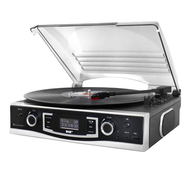 Soundmaster PL590SW Plattenspieler mit Radio  (Schwarz) f&uuml;r 97,99 Euro