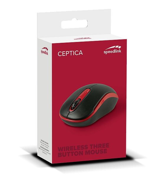 SPEEDLINK Ceptica 1600 DPI Büro Maus Optisch  (Schwarz, Rot) f&uuml;r 6,99 Euro
