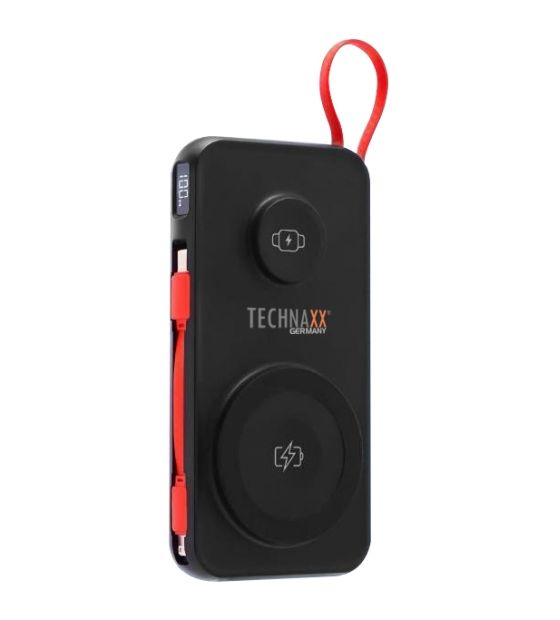 Technaxx TX-315 10000 mAh Powerbank USB Typ-A Kabelloses Laden  (Schwarz, Rot) f&uuml;r 26,49 Euro