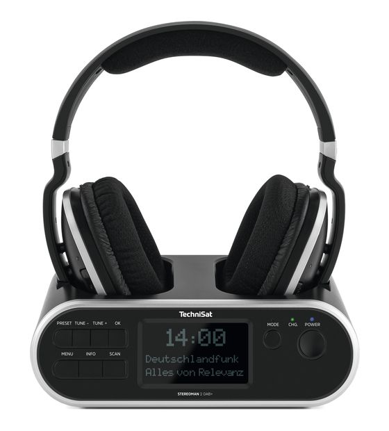 TechniSat StereoMan 2 Ohraufliegender Kopfhörer kabelgebunden&kabellos  (Schwarz) f&uuml;r 106,99 Euro