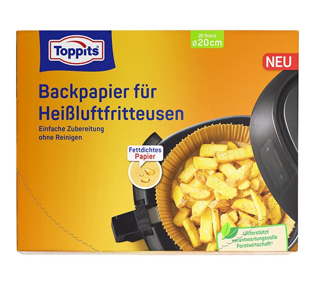 Toppits 1050 Backpapier für Heißluftfritteusen 20 Stück 20cm Rund f&uuml;r 2,99 Euro