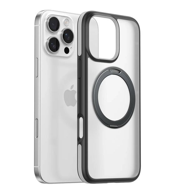 Torras Ostand R Fusion Cover für Apple iPhone 16 pro  (Grau, Transparent) f&uuml;r 35,99 Euro