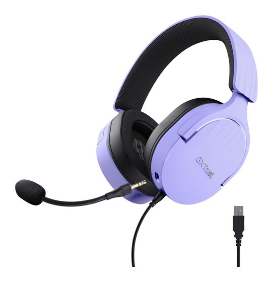 Trust GXT490 Fayzo Ohraufliegender Kopfhörer Kabelgebunden USB Typ-A  (Schwarz, Violett) f&uuml;r 38,99 Euro