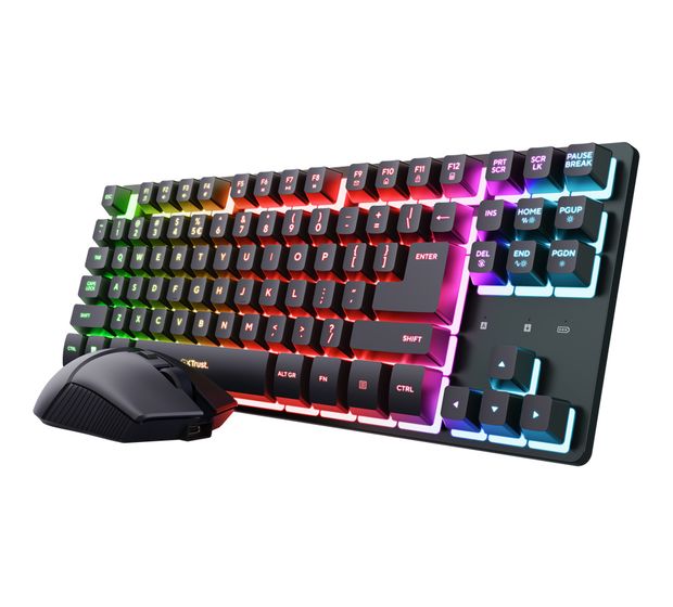 Trust GXT832 Thado TKL Set RGB-LED Gaming Tastatur RF Wireless 2.4 GHz  (Schwarz) f&uuml;r 43,99 Euro