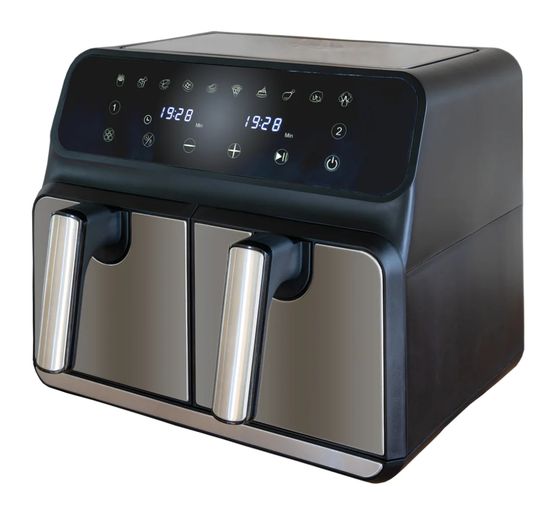 Unold 58685 Twin Zone Doppel Heißluftfritteuse 8 l 1700 W  (Schwarz, Grau) f&uuml;r 136,99 Euro