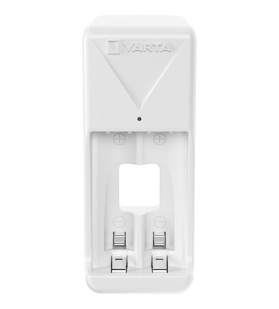 Varta Akku Ladegerät, Batterieladegerät für wiederaufladbare Batterien, lädt 2 oder 4 AA/AAA gleichzeitig, Pocket Charger, kompakte Form, unbestückt, weiß f&uuml;r 9,99 Euro