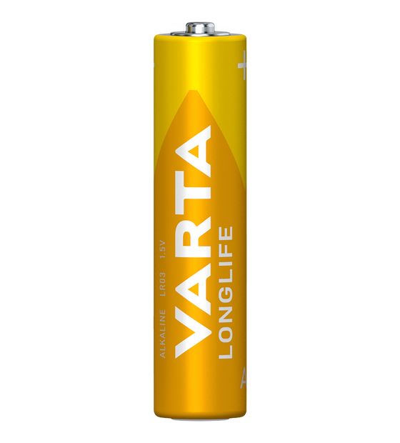 Varta Batterien AAA, 4 Stück, Longlife, Alkaline, 1,5V, ideal für Fernbedienungen, Wecker, Radios, Wanduhren, Made in Germany f&uuml;r 2,99 Euro