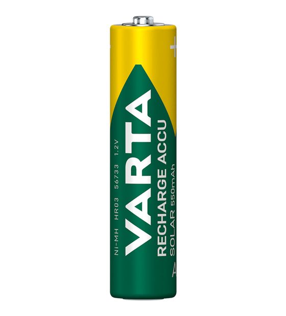 Varta Batterien AAA, wiederaufladbar, 2 Stück, Recharge Accu Solar, Akku, 550 mAh Ni-MH, sofort einsatzbereit, für Solar-Gartenleuchten entwickelt f&uuml;r 3,99 Euro