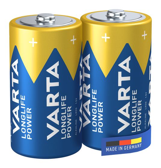 Varta Longlife Power Batterie C Alkali 1,5 V 2 Stück  (Blau/Gold) f&uuml;r 2,50 Euro