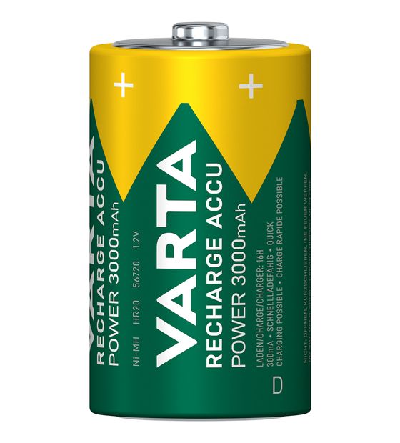 Varta Recharge Accu Power D 3000 mAh 2er-Pack (vorgeladener NiMH-Akku, Micro, wiederaufladbarer Akku, gebrauchsfertig) f&uuml;r 11,99 Euro