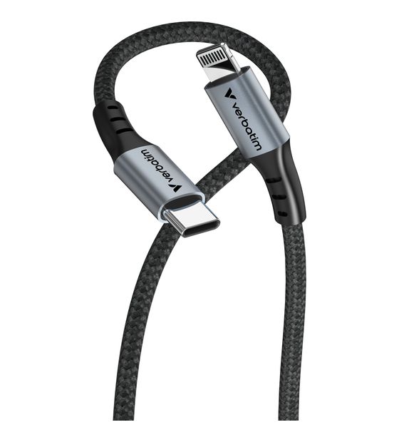 Verbatim 31844 Stecker Rundkabel Lightning auf USB C bis 60 W 1,2 m  (Schwarz) f&uuml;r 14,99 Euro