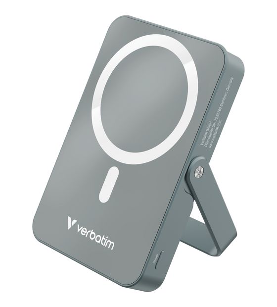 Verbatim Charge 'n' Go Magnetic Wireless 10000 mAh Powerbank USB Typ-C Kabelloses Laden  (Grau) f&uuml;r 38,99 Euro