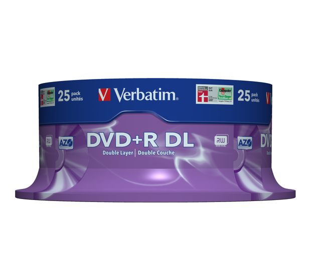 Verbatim DVD+R Double Layer 8x Matt Silver 25pk Spindle f&uuml;r 40,99 Euro