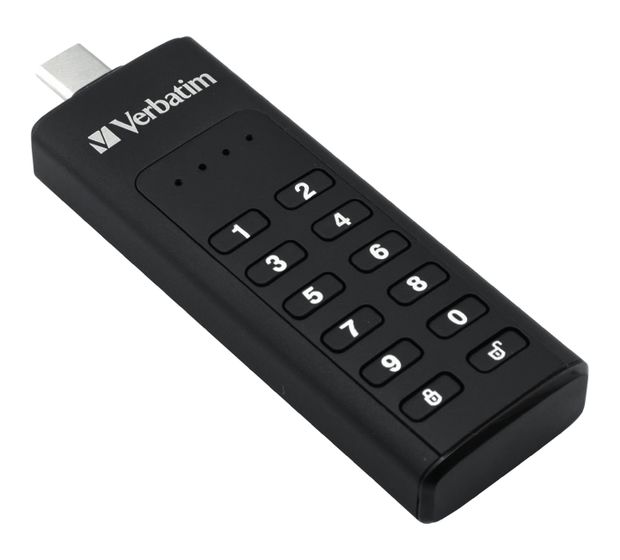 Verbatim Keypad Secure USB Typ-C Stick 128 GB  (Schwarz) f&uuml;r 89,99 Euro