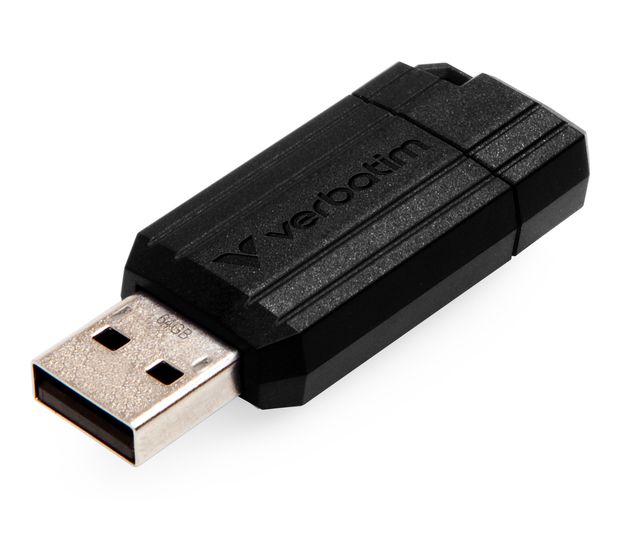 Verbatim PinStripe USB Typ-A Stick 64 GB  (Schwarz) f&uuml;r 8,99 Euro