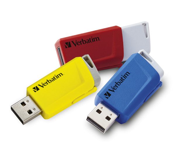 Verbatim Store 'n' Click USB Typ-A Stick 16 GB  (Blau, Rot, Gelb) f&uuml;r 29,99 Euro