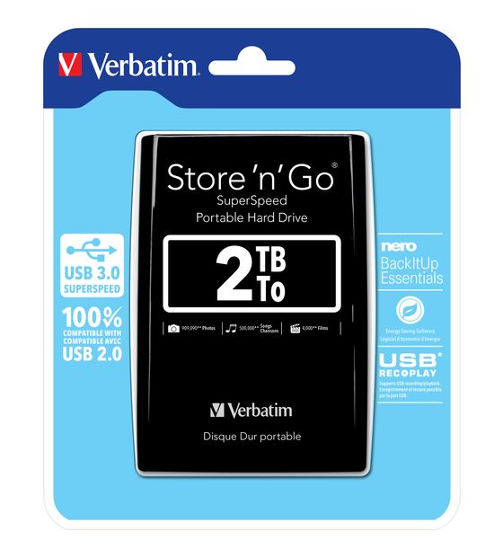 Verbatim Store 'n' Go 2 TB externe Festplatte Micro-USB B  (Schwarz) f&uuml;r 109,99 Euro