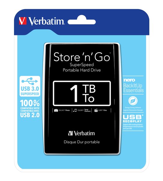 Verbatim Store 'n' Go USB 3.0 1 TB externe Festplatte 2.5"  (Schwarz) f&uuml;r 94,99 Euro