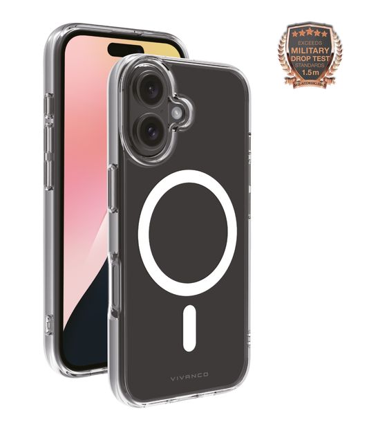 Vivanco Mag Steady Anti Shock Cover für Apple iPhone 16  (Transparent, Weiß) f&uuml;r 19,99 Euro