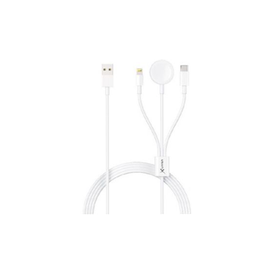 XLayer 219321 Stecker USB A auf USB-C/Lightning/Watch 1,5 m  (Weiß) f&uuml;r 16,99 Euro