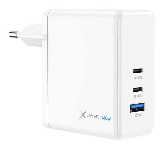 XLayer 220356 Schnellladegerät max. 140W, 2xUSB-C, 1xUSB-A f&uuml;r 40,99 Euro