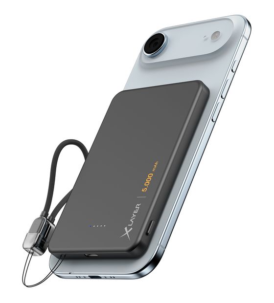 XLayer MagFix Pro 5000 mAh Powerbank USB Typ-C Kabelloses Laden  (Schwarz) f&uuml;r 19,99 Euro