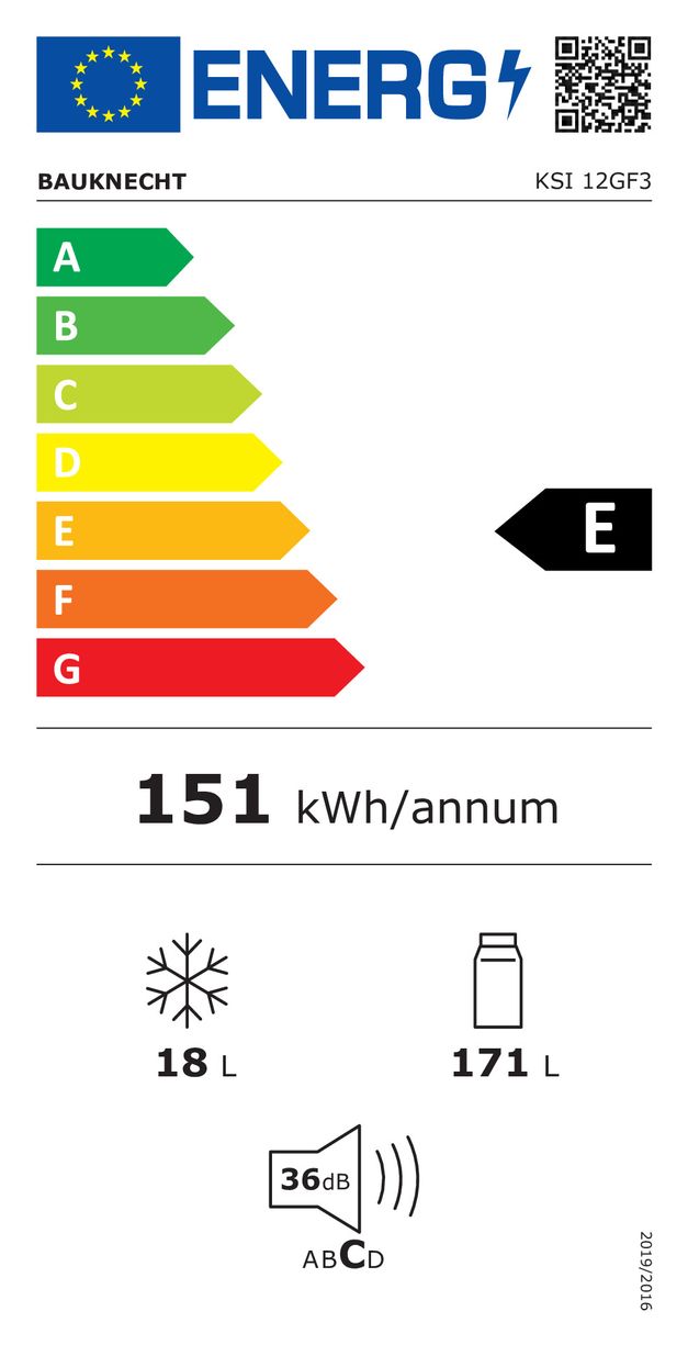 BAUKNECHT Einbaukühlschrank KSI 9GF2, 87,5 cm hoch, 54 cm breit,  Energieeffizienzklasse: E, 148 kWh/Jahr