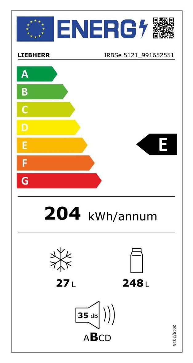 l Liebherr Technomarkt Jahr BioFresh 248 expert EEK: E 178,8 cm kWh 204 von Plus IRBSe5121-20 Einbaukühlschrank