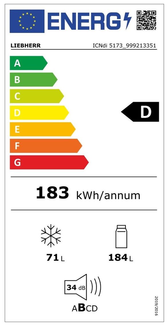 71 Peak cm D 182,5 von ICNdi5173-20 EEK: kWh Technomarkt 178,8 expert l Kühl-/Gefrierkombination NoFrost / Einbau Liebherr 184 l