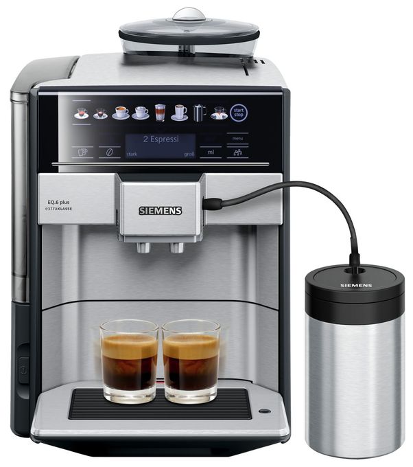 EQ.6 TE657F03DE plus extraKlasse Kaffeevollautomat 1,7 l 300 g AutoClean (Schwarz, Edelstahl) 
