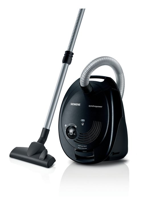 VS06M312 synchropower extraKlasse Bodenstaubsauger mit Staubbeutel 600 W Hygienefilter  (Schwarz)