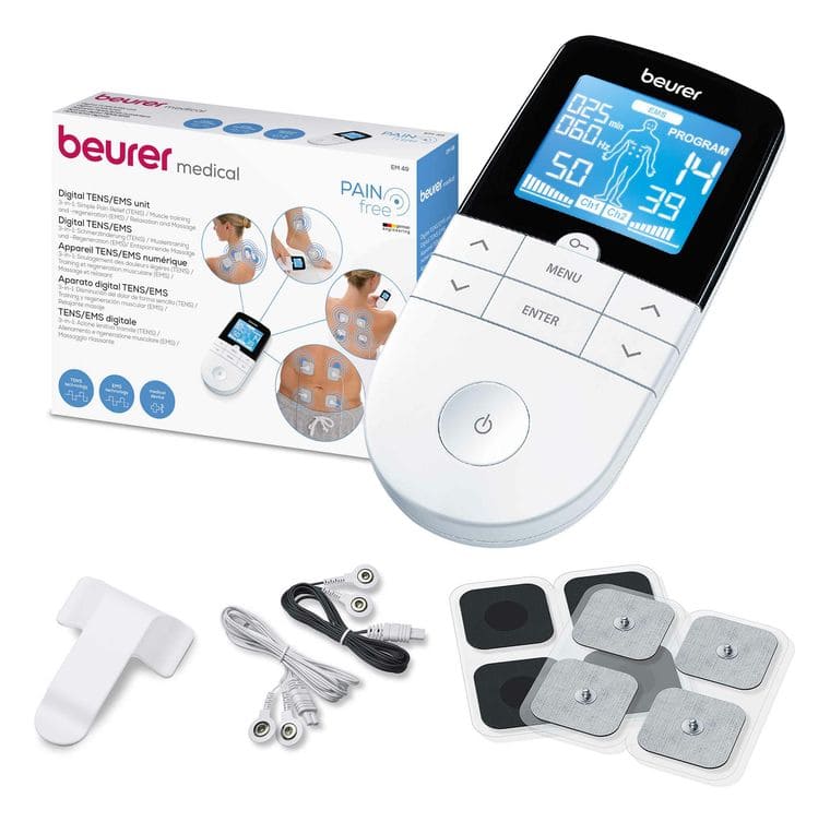 Beurer EM49 Digital TENS/EMS Nervenstimulation zur Schmerzlinderung Weiß Weiß für 60,50 Euro