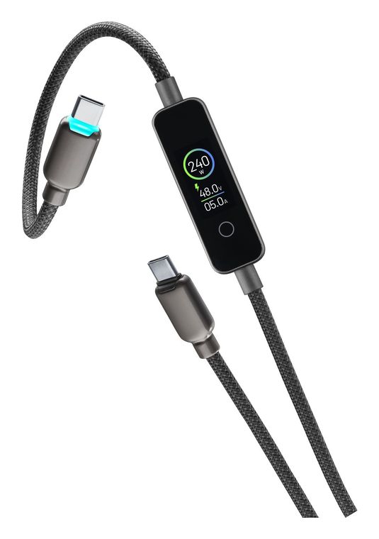 Cellular Line Data Cable Powerview IQ Stecker Rundkabel USB C auf USB C bis 240 W 1,2 m  (Schwarz) f&uuml;r 34,99 Euro