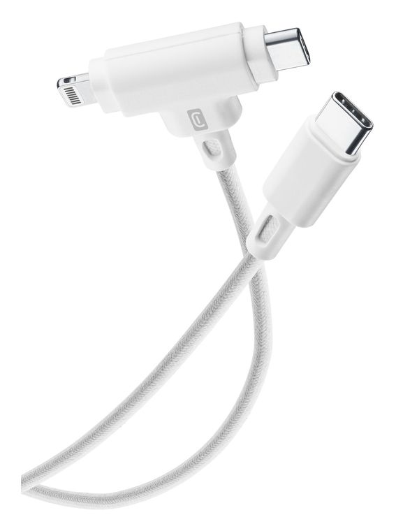 Cellular Line Dual Cable Stecker Lightning auf USB C Abgewinkelt 1,5 m  (Weiß) f&uuml;r 32,99 Euro
