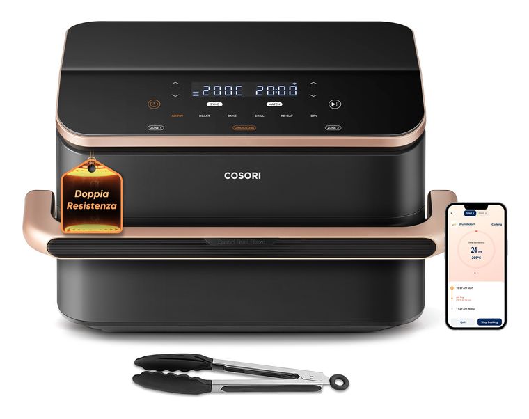Cosori Dual Blaze Twinfry Chef Edition Doppel Heißluftfritteuse 10 l 2800 W (Dunkles Grau, Roségold) f&uuml;r 190,99 Euro